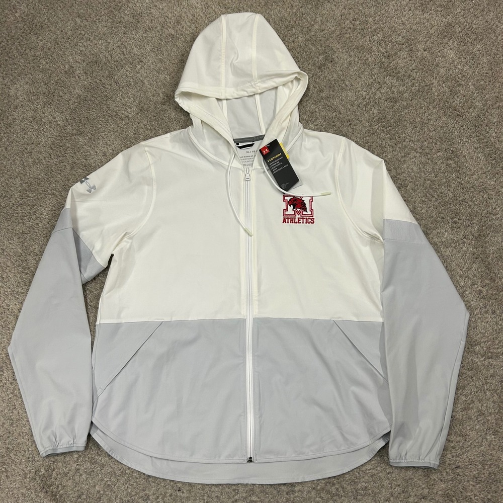 Under Armour Squad Warm-Up Jacket XL‎ Full Zip White UA Storm Windbreaker New
